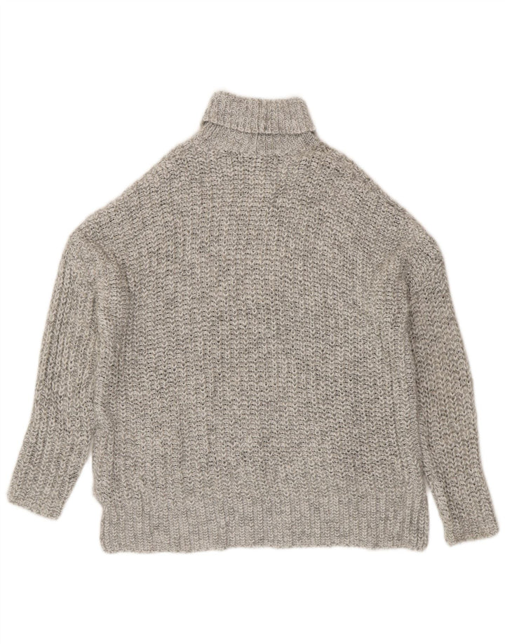 Zara Womens Oversized Roll Neck Jumper Sweater UK 14 Medium Grey Flecked