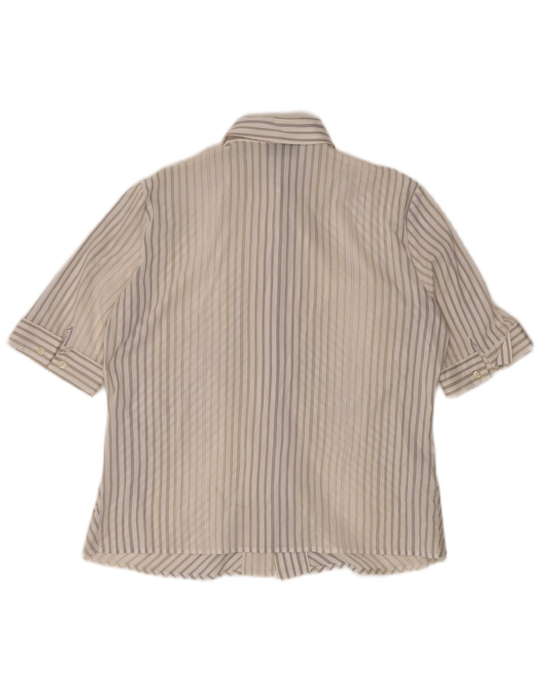 TRUSSARDI JEANS Womens Short Sleeve Shirt Blouse UK 22 3XL White Pinstripe