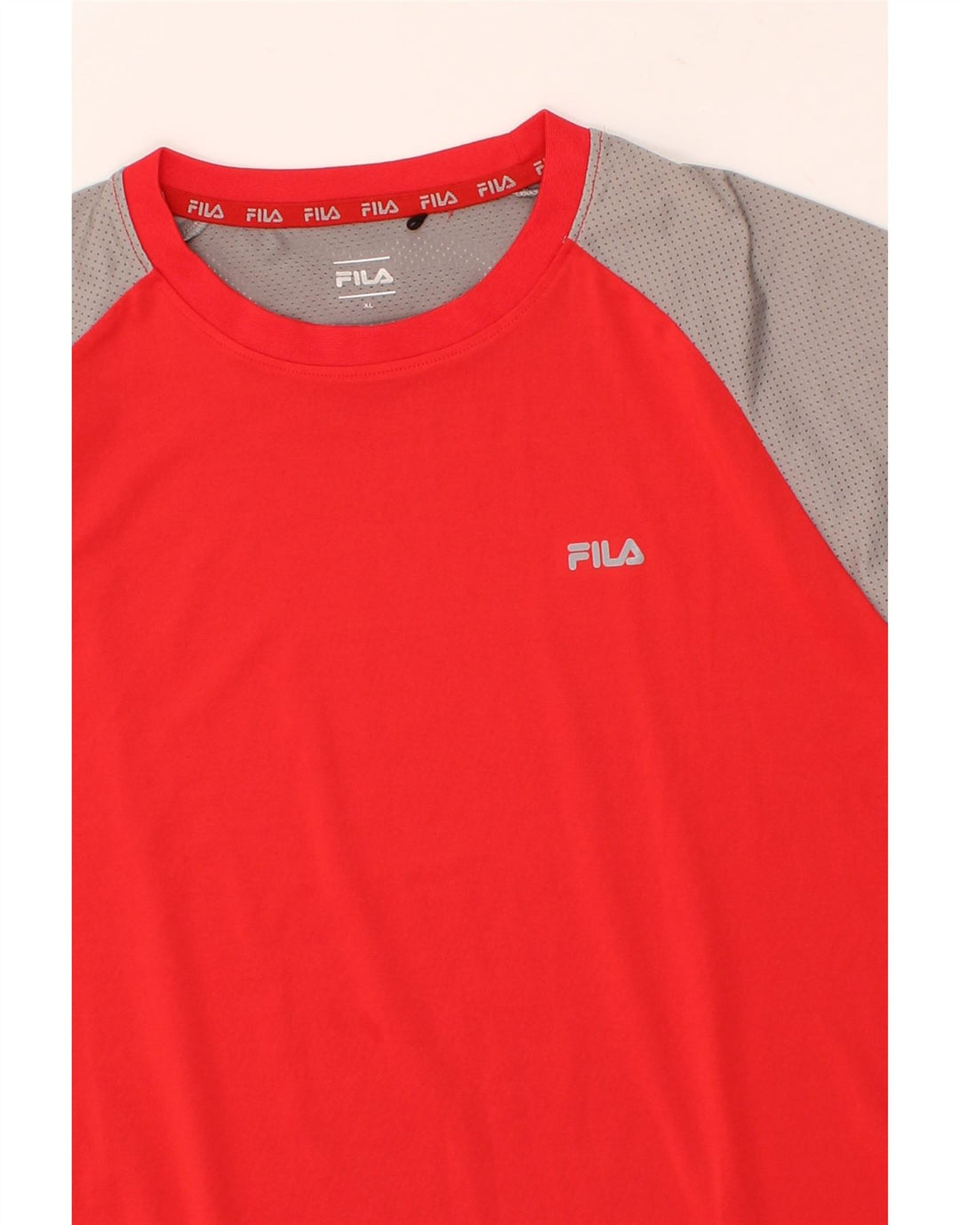 FILA Mens T-Shirt Top XL Red Colourblock Polyester Vintage Fila and Second-Hand Fila from Messina Hembry 