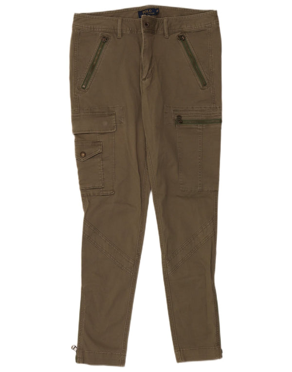 Ralph Lauren Womens Skinny Cargo Trousers US 12 Large W34 L30 Khaki Cotton