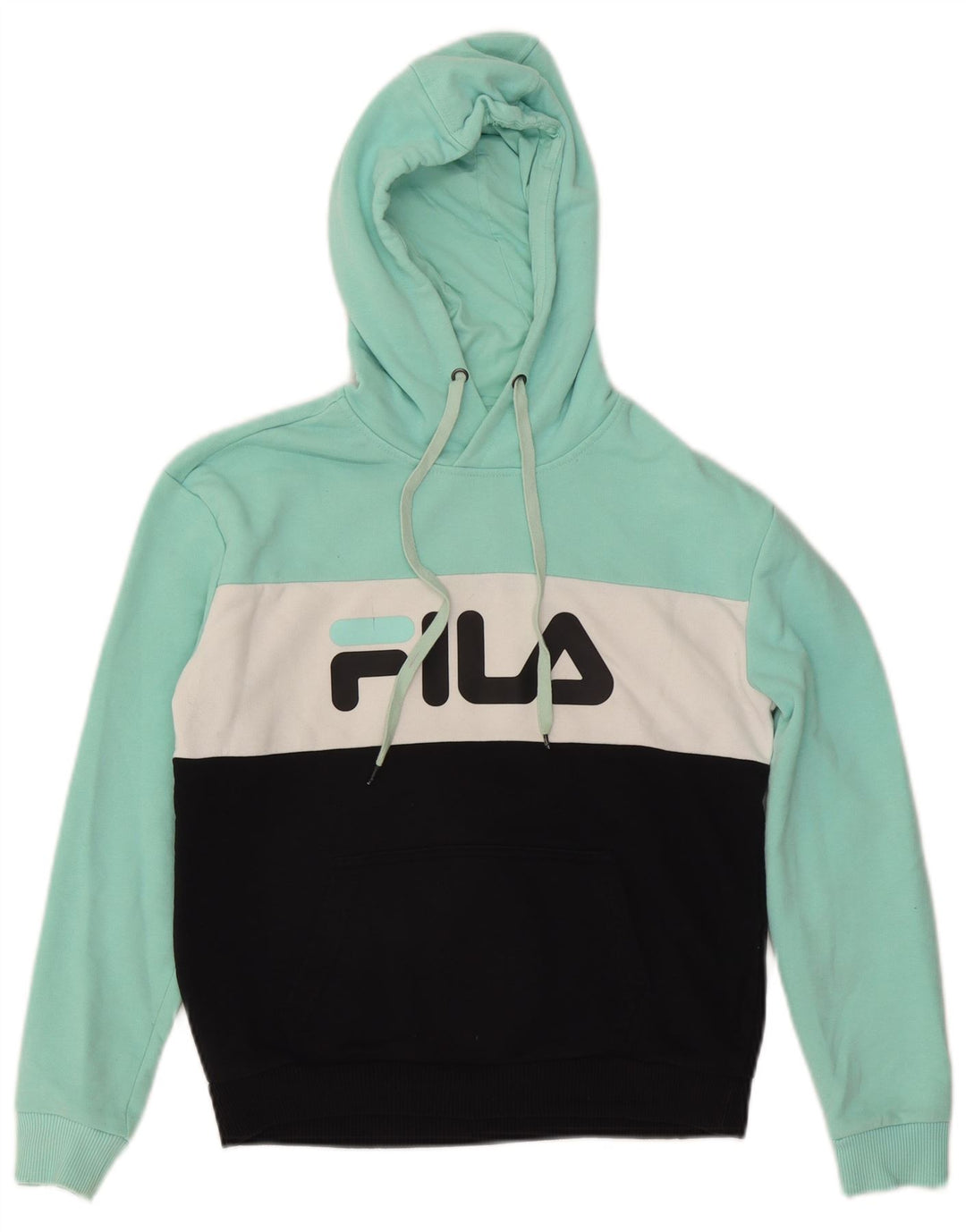 FILA Womens Graphic Hoodie Jumper UK 6 XS Multicoloured Colourblock
