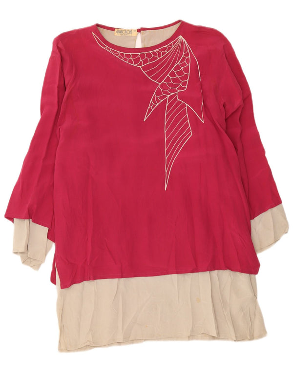 Vintage Womens Long Sleeve Tunic Dress IT 42 Medium Pink Colourblock