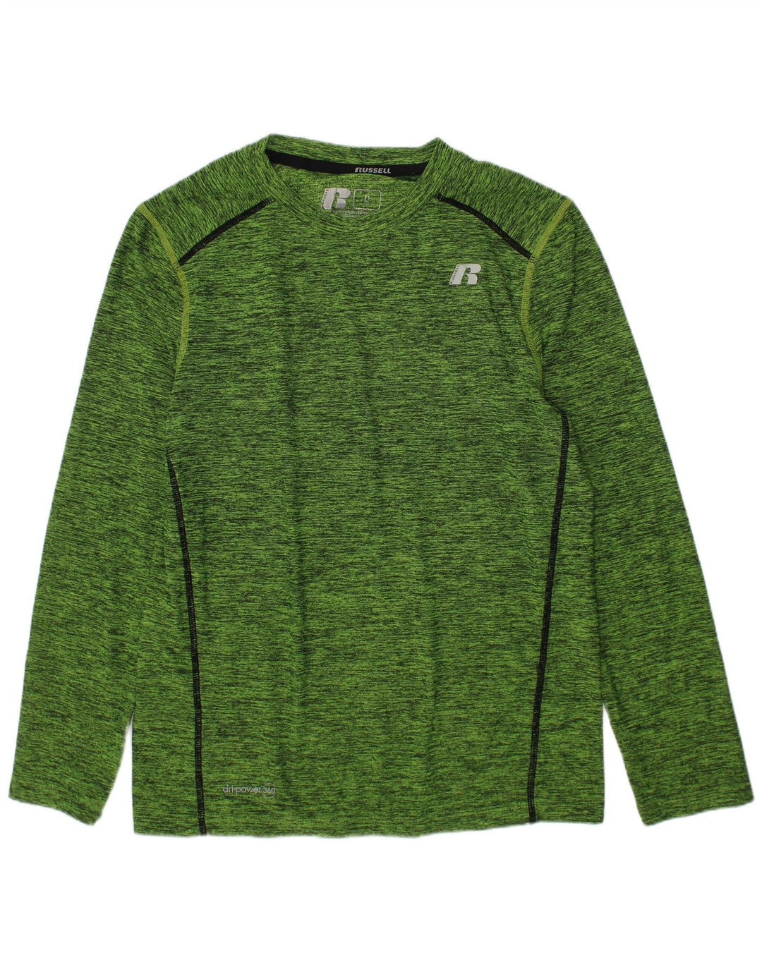 RUSSELL ATHLETIC Boys Dri-Power Top Long Sleeve 7-8 Years Medium Green