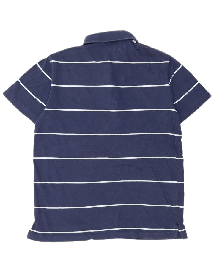 American Eagle Mens Polo Shirt Small Navy Blue Striped Cotton