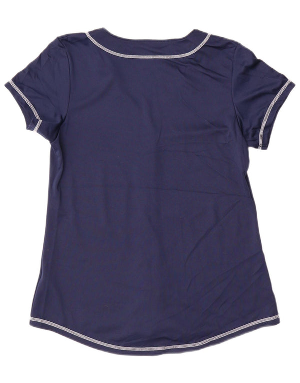 Genuine Merchandise Womens Graphic Blouse Top UK 12 Medium Navy Blue Sports