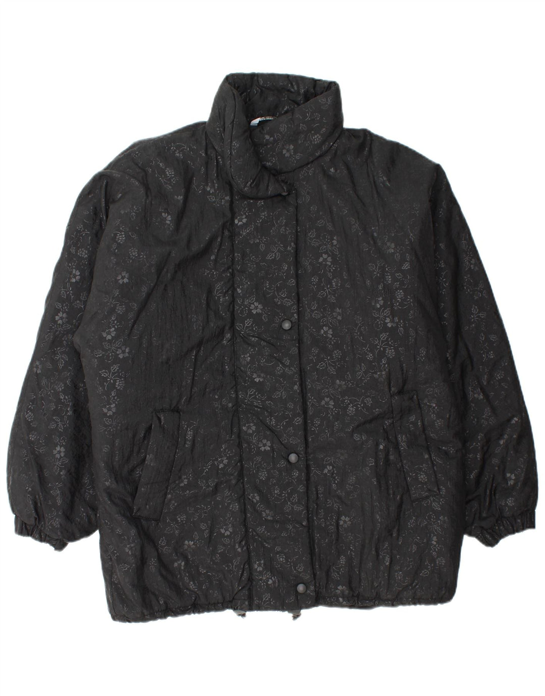 BRUGI Womens Oversized Windbreaker Jacket UK 22 3XL Black Floral