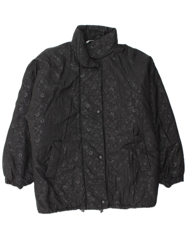 BRUGI Womens Oversized Windbreaker Jacket UK 22 3XL Black Floral
