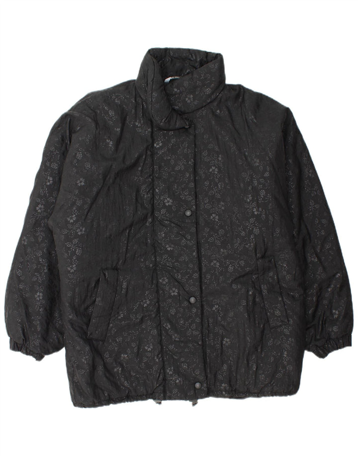 BRUGI Womens Oversized Windbreaker Jacket UK 22 3XL Black Floral