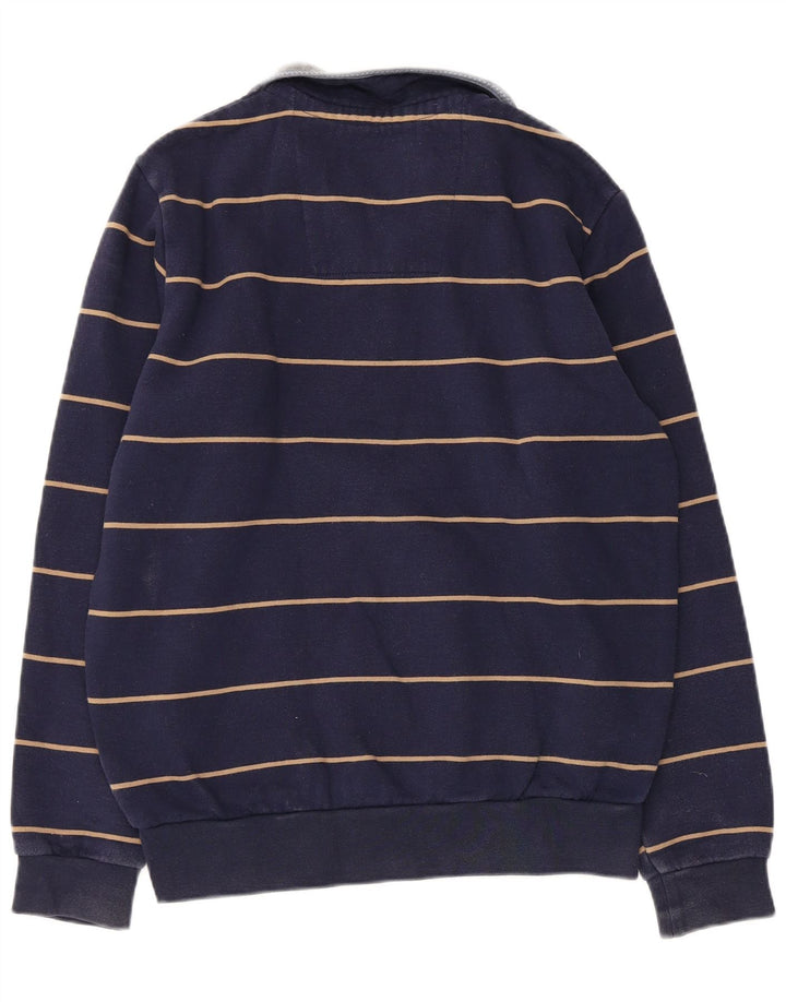 CREW CLOTHING Mens Zip Neck Sweatshirt Jumper Small Navy Blue Striped