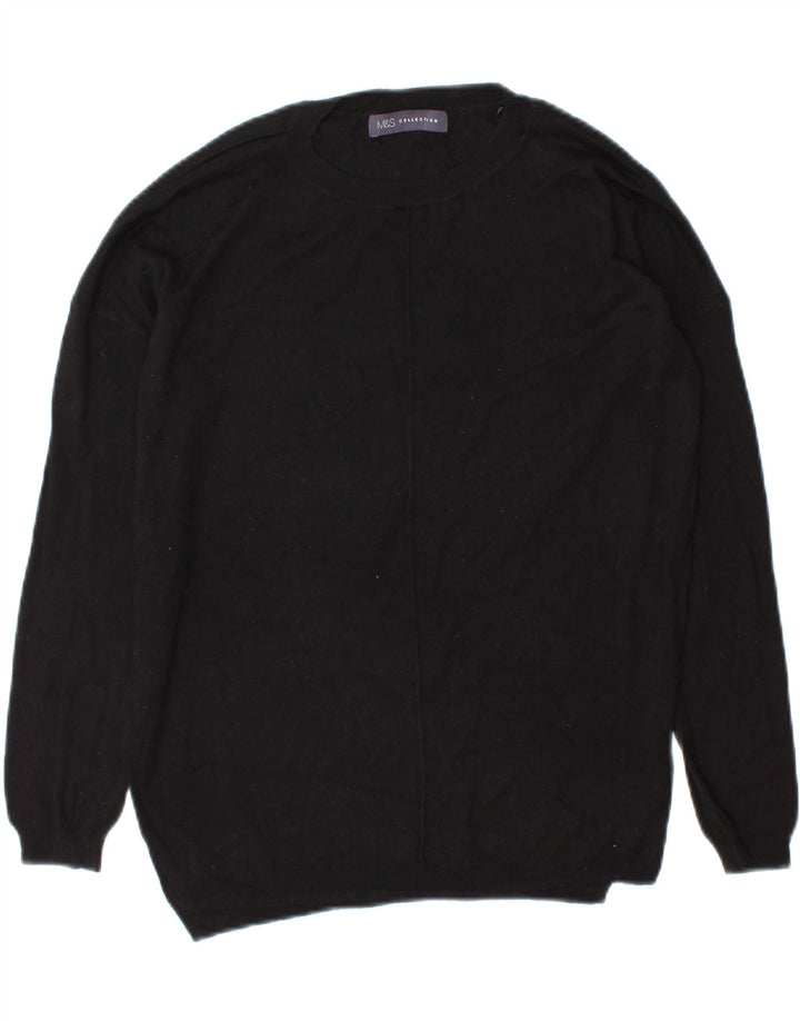 MARKS & SPENCER Womens Crew Neck Jumper Sweater UK 16 Large Black Vintage Marks & Spencer and Second-Hand Marks & Spencer from Messina Hembry 