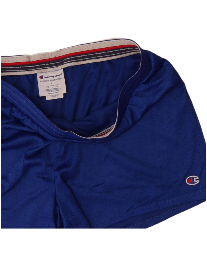 CHAMPION Womens Sport Shorts UK 16 Large Blue Polyester