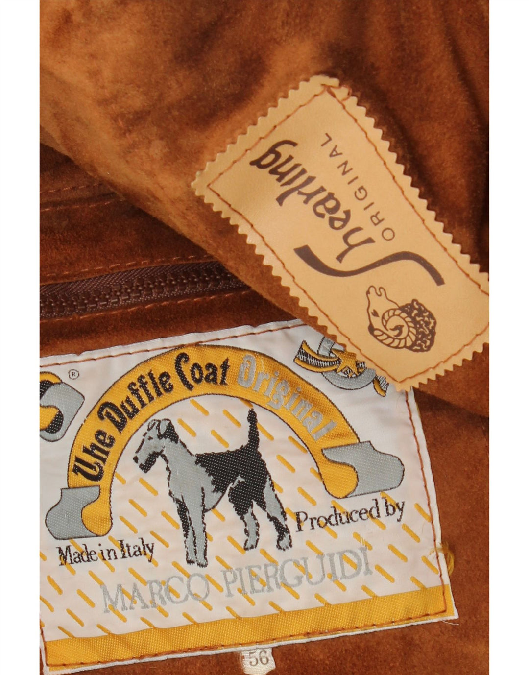 Vintage Mens Shearling Jacket IT 56 3XL Brown Shearling