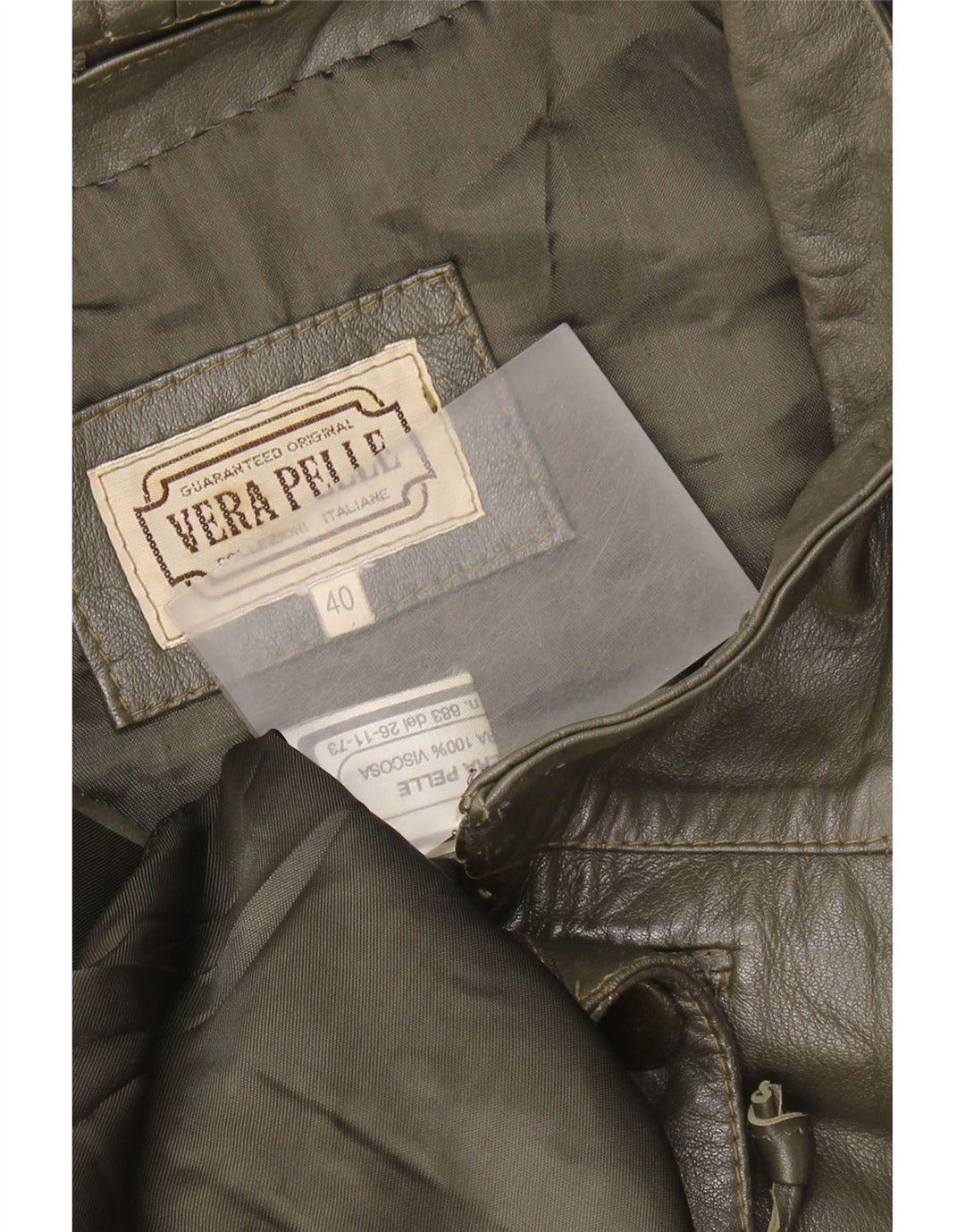 Vintage Womens Oversized Leather Coat IT 40 Small Green Colourblock Leather