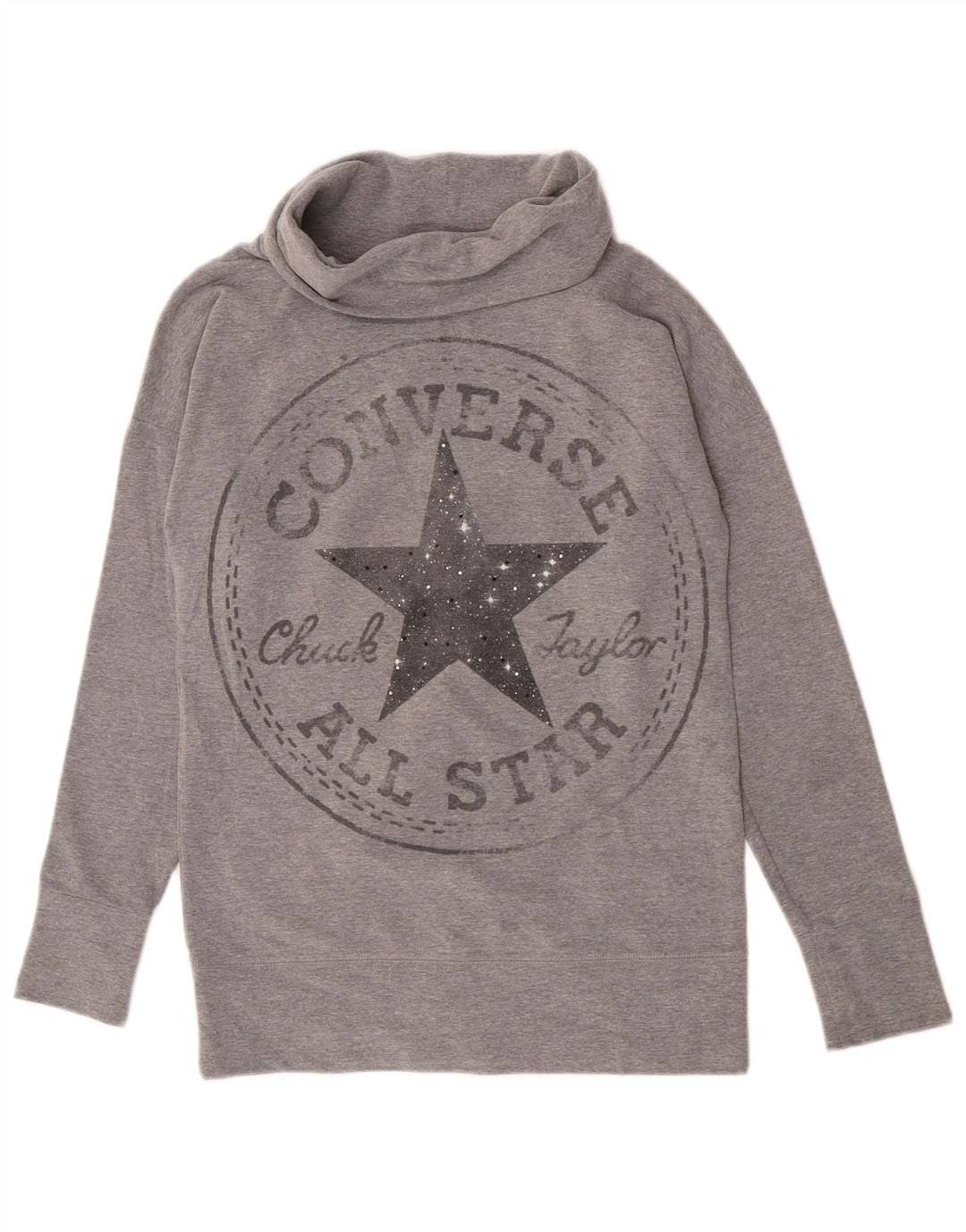 Converse Womens Graphic Sweatshirt Jumper UK 10 Small Grey Cotton