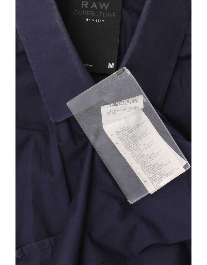 G-Star Mens Short Sleeve Shirt Medium Navy Blue Cotton
