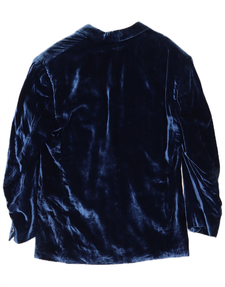 Vintage Mens 1 Button Velvet Blazer Jacket UK 38 Medium Navy Blue