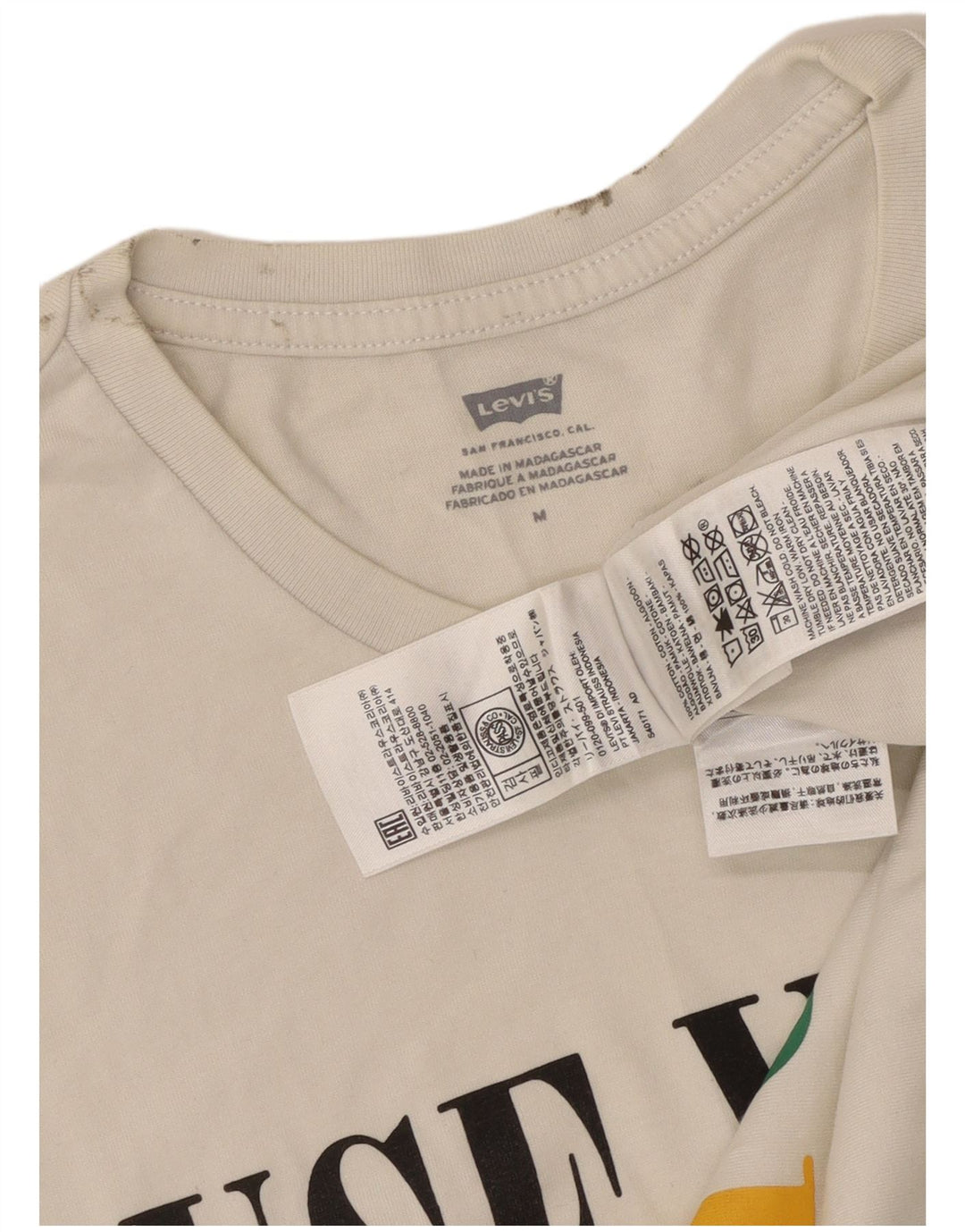 LEVI'S Mens Graphic Vest Top Medium White Cotton