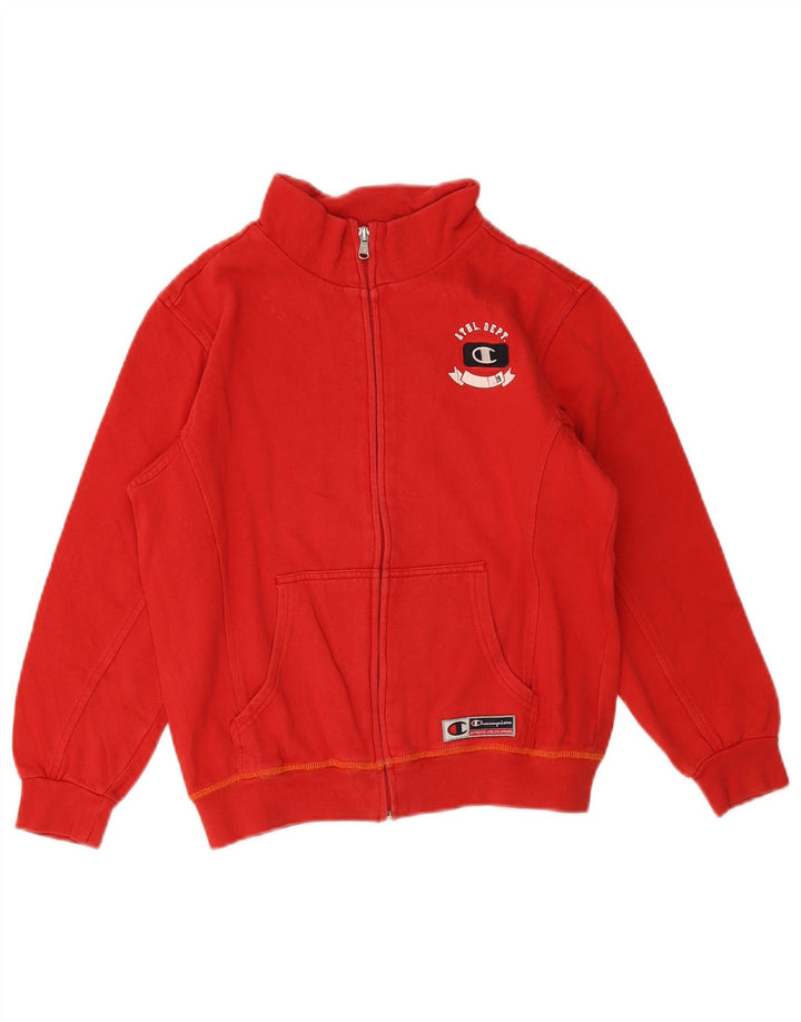 CHAMPION Boys Tracksuit Top Jacket 9-10 Years Medium Red Cotton