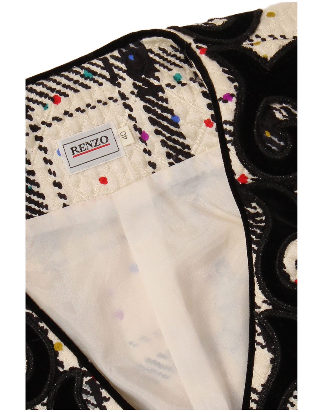 RENZO Womens Oversized Blazer Jacket IT 40 Small Off White Check