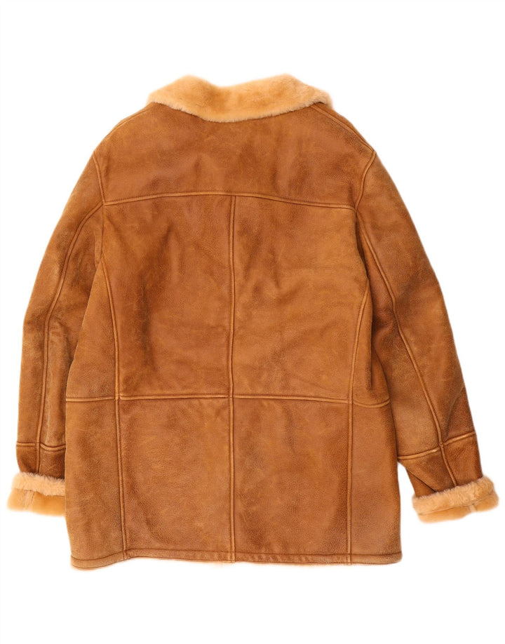 Vintage Mens Shearling Jacket UK 40 Large Brown