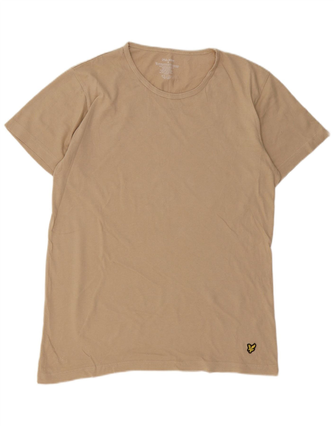 Lyle & Scott Mens T-Shirt Top Medium Beige Cotton