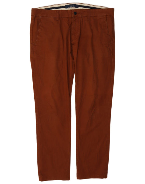 Zara Mens Straight Chino Trousers EU 44 Large W34 L31 Brown Cotton