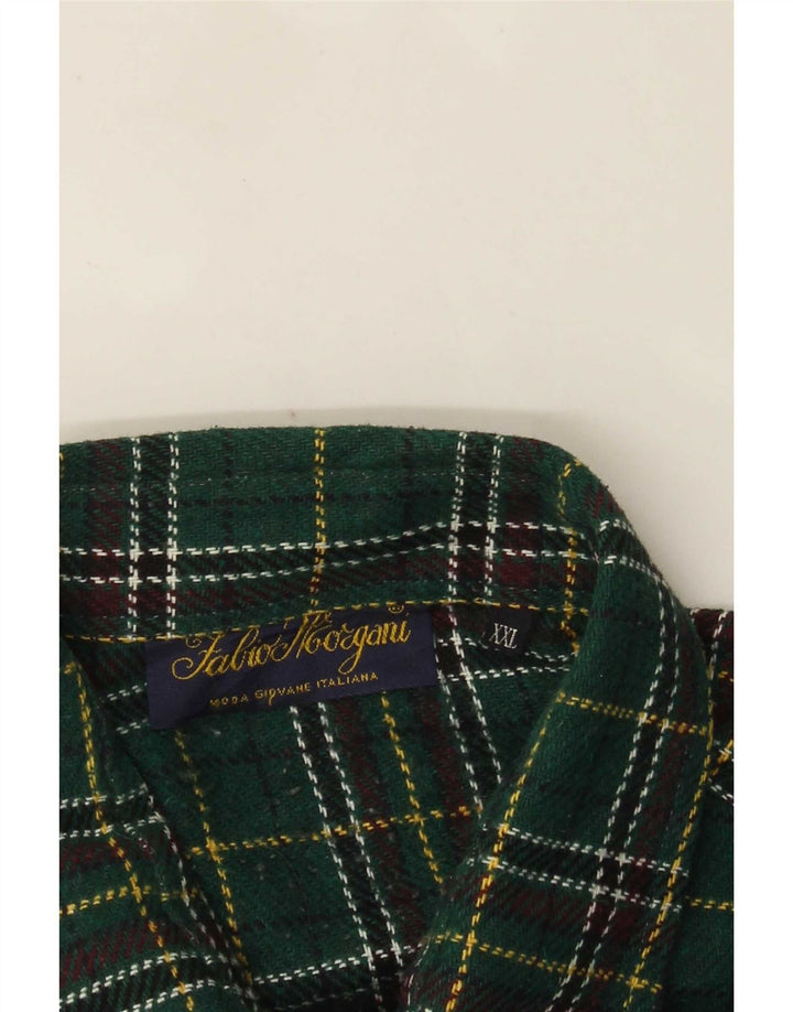 Vintage Mens Overshirt Flannel Shirt 2XL Green Check