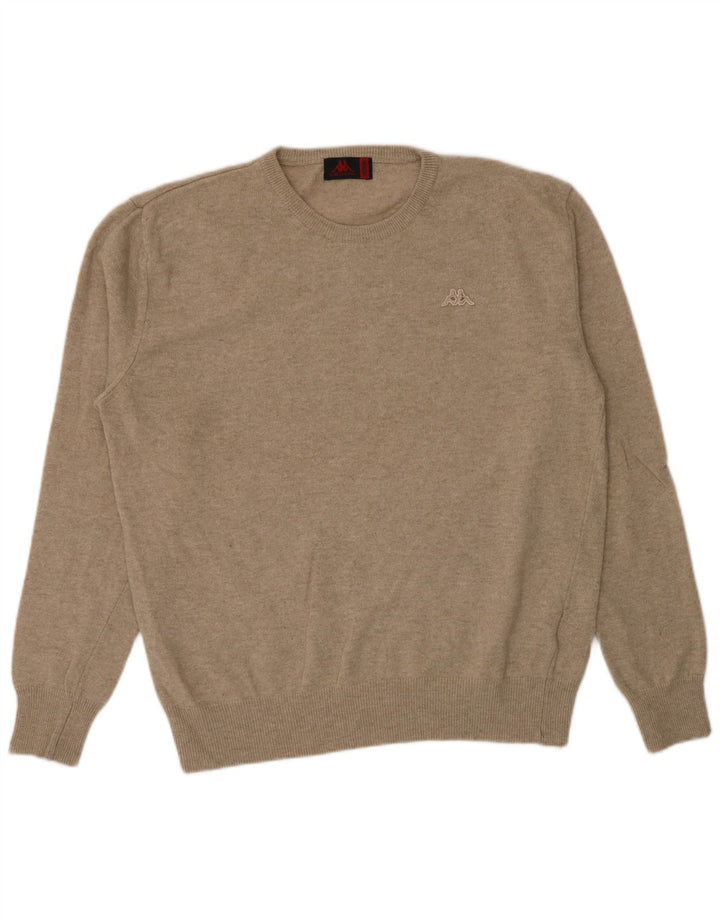 Kappa Mens Crew Neck Jumper Sweater Medium Beige Lambswool