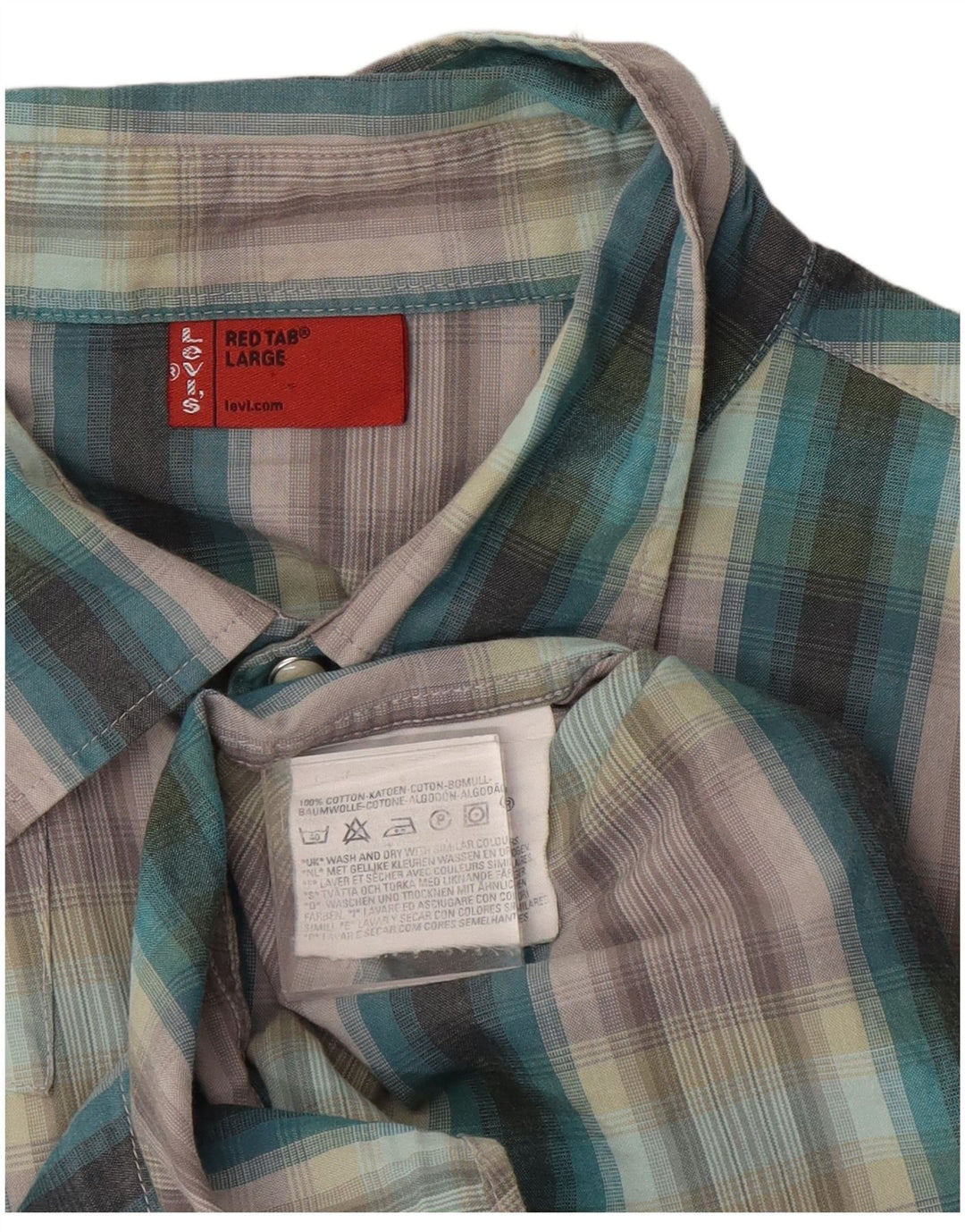 Levi's Mens Shirt Large Green Check Cotton