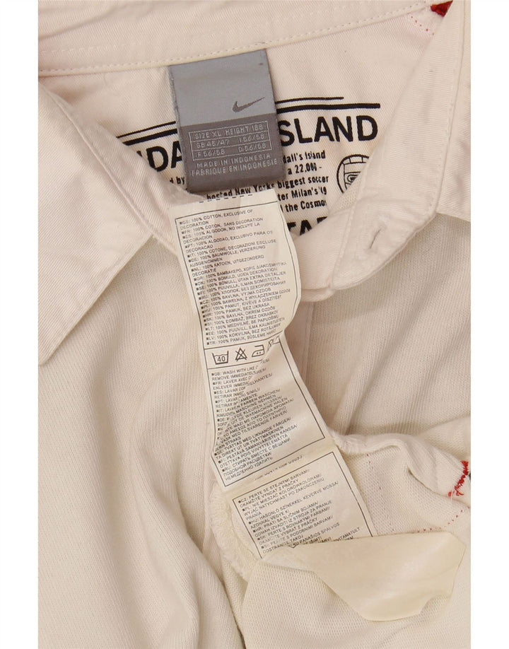 NIKE Mens Long Sleeve Rugby Polo Shirt UK 45/47 XL White Colourblock