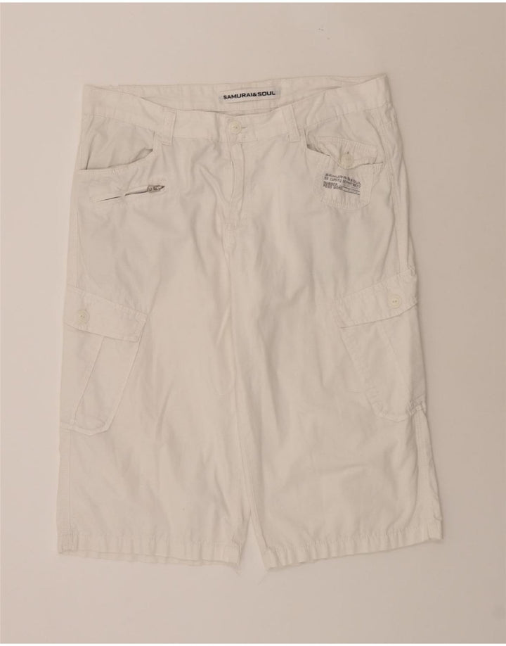 VINTAGE Mens Cargo Shorts W40 XL  White Cotton Vintage Vintage and Second-Hand Vintage from Messina Hembry 