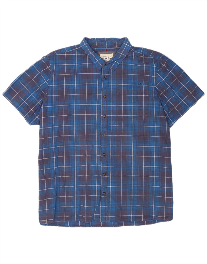 Weird Fish Mens Short Sleeve Shirt 5XL Blue Check Cotton