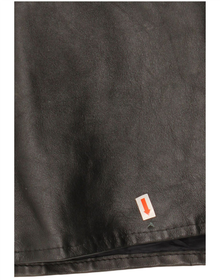 VINTAGE Mens Leather Gilet UK 40 Large Black