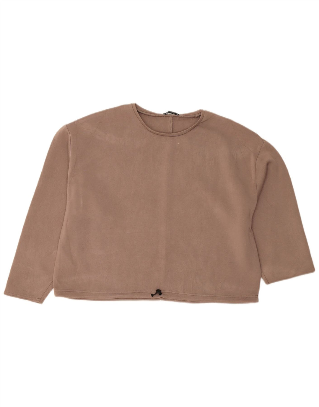 Zara Womens Crop Oversized Blouse Top UK 18 XL Brown