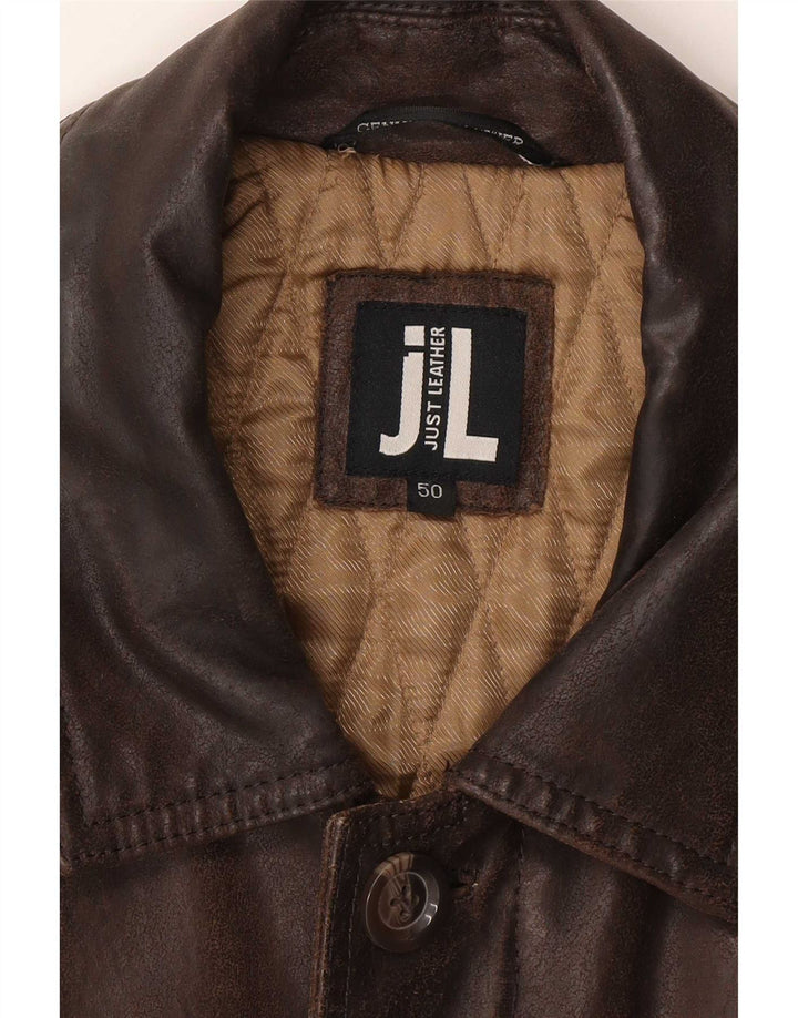 Vintage Mens Military Leather Jacket IT 50 Large Brown