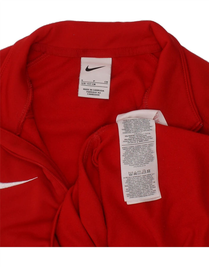 NIKE Girls Zip Neck Pullover Tracksuit Top 8-9 Years Small  Red Polyester Vintage Nike and Second-Hand Nike from Messina Hembry 