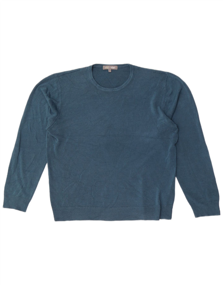 Marks & Spencer Mens Crew Neck Jumper Sweater Large Blue Acrylic