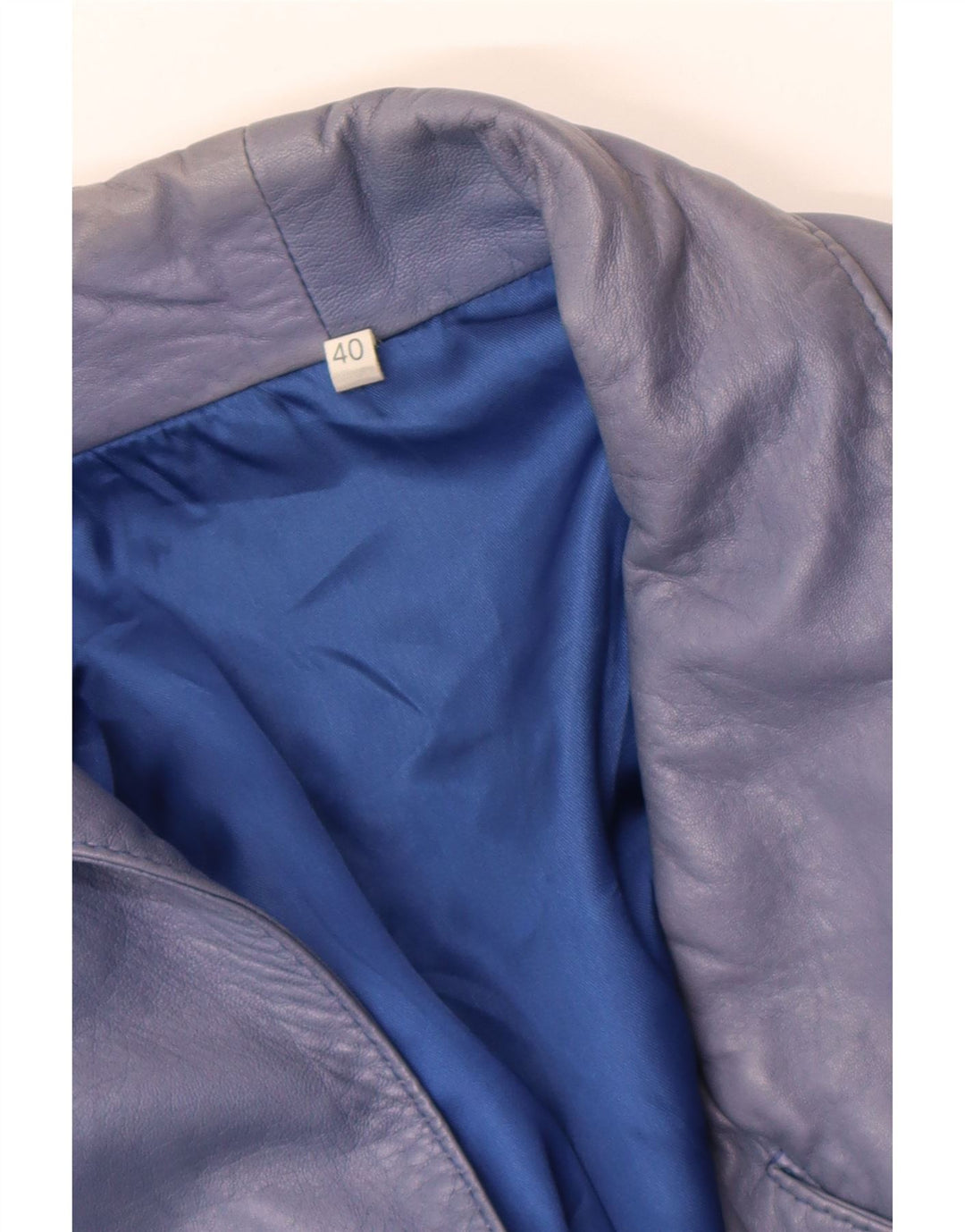 Vintage Womens Oversized Leather Jacket EU 40 Medium Blue