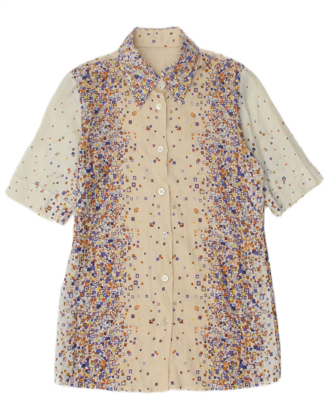 PANCALDI & B Womens 2 Piece Skirt Set UK 4 XS W24 Beige Geometric Cotton