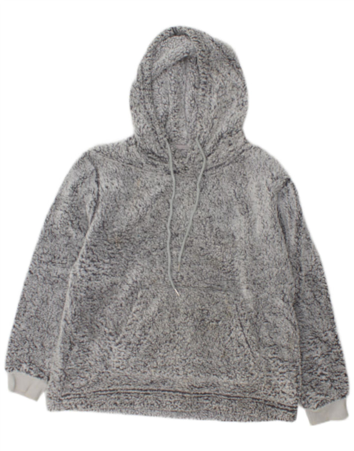 John Lewis Womens Hooded Fleece Jumper UK 14 Medium Grey Polyester