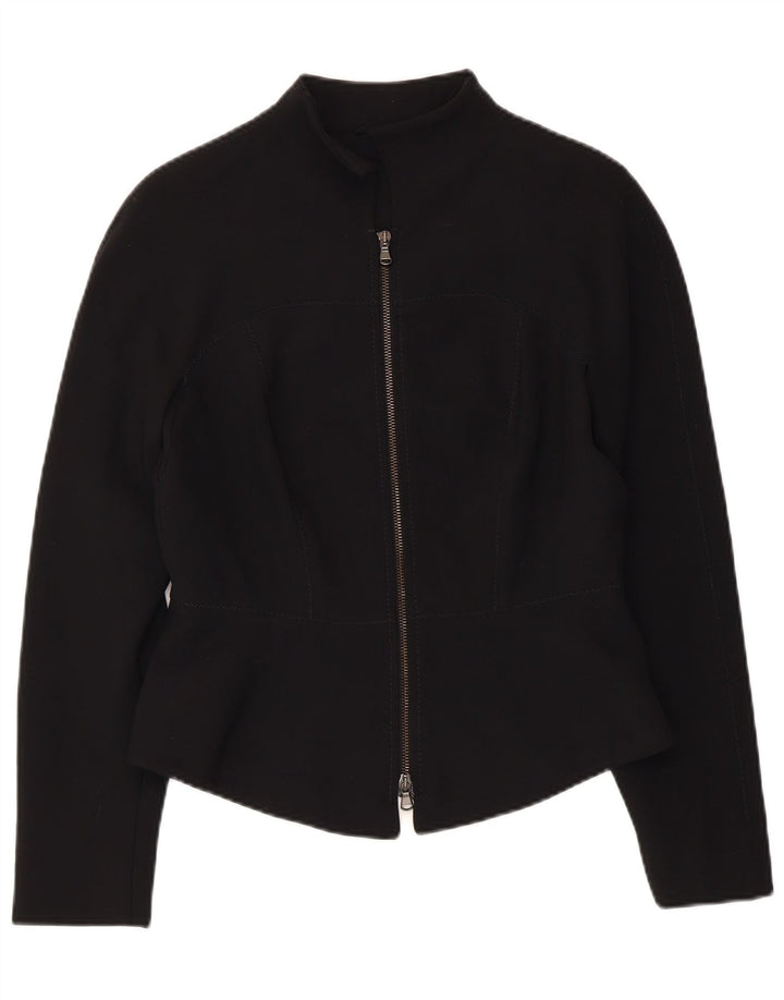 VINTAGE Womens Blazer Jacket UK 10 Small Black Polyester