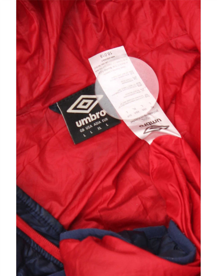 Umbro Mens Hooded Padded Jacket UK 40 Large Navy Blue Polyester