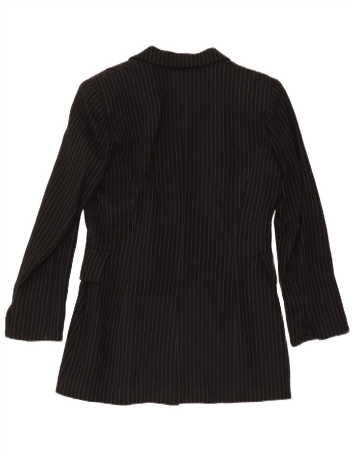 Modyva Womens 1 Button Blazer Jacket IT 42 Medium Black Striped Wool