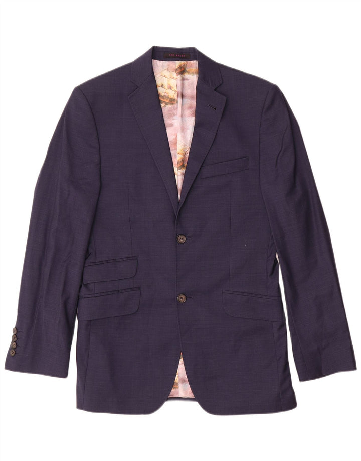 Ted Baker Mens 2 Button Blazer Jacket UK 36 Small Navy Blue Wool