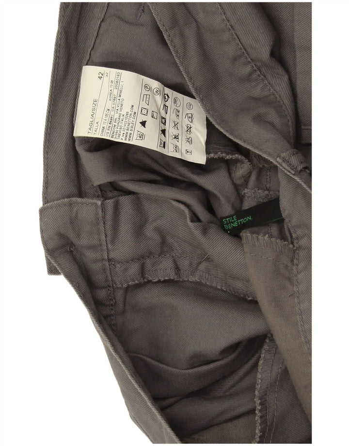 Benetton Womens Bermuda Shorts IT 42 Medium W32 Grey Cotton