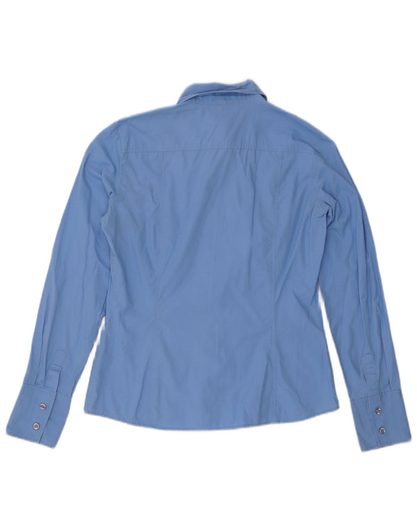 Benetton Womens Shirt UK 14 Medium Blue Cotton