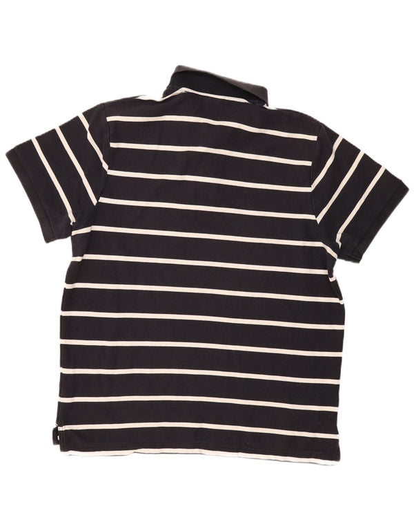 NIKE Mens Polo Shirt 2XL Navy Blue Striped Cotton