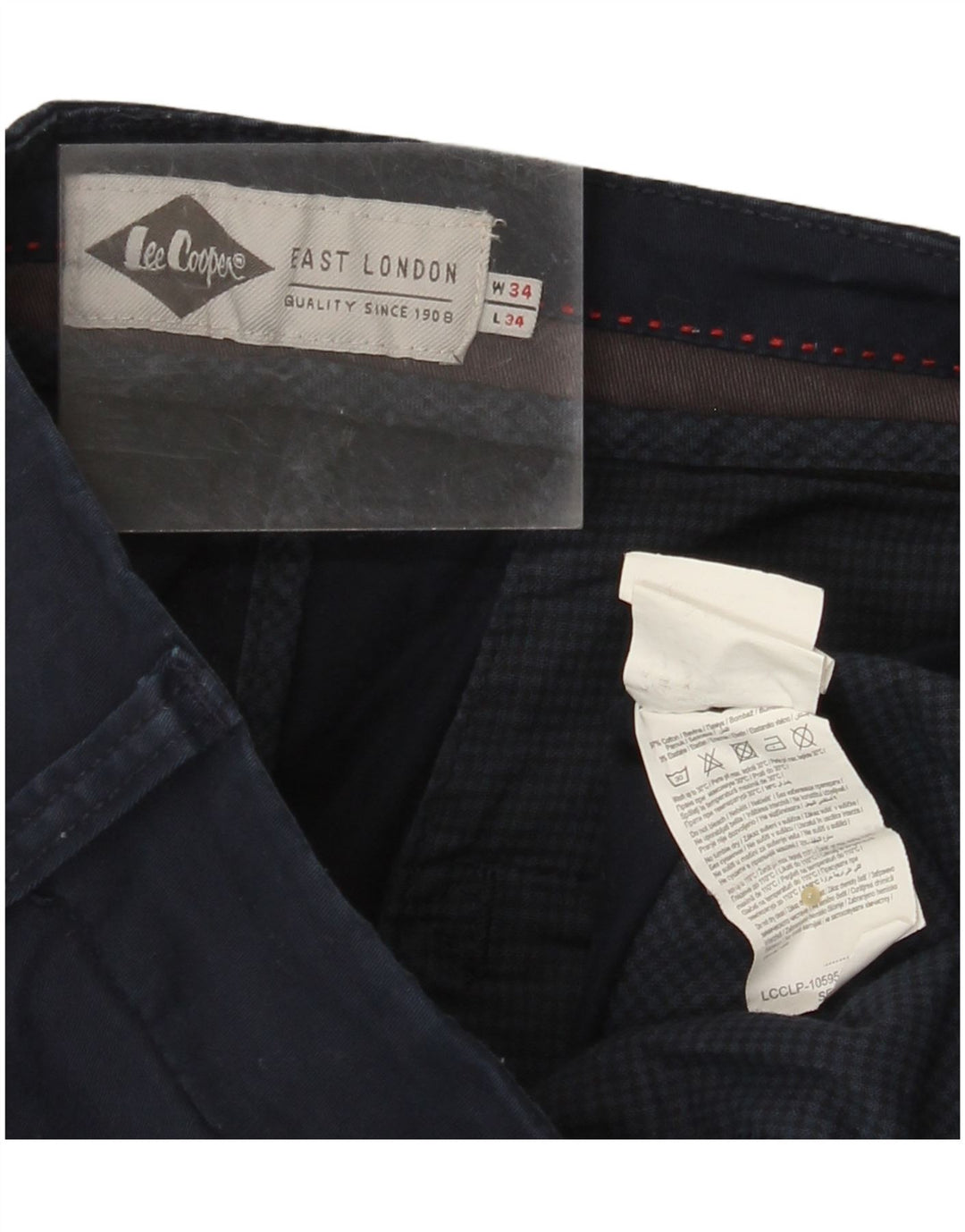 LEE COOPER Mens Slim Chino Trousers W34 L34 Navy Blue Cotton