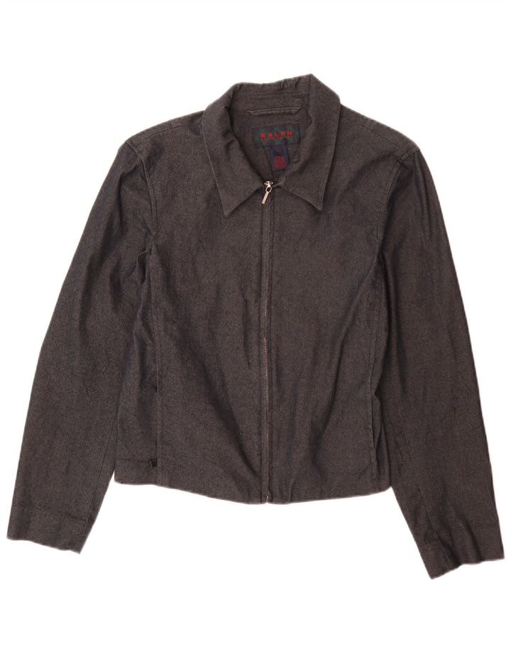 Ralph Lauren Womens Bomber Jacket UK 14 Large Grey Cotton