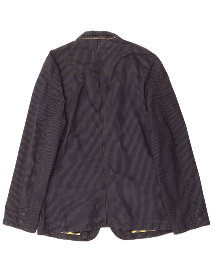 Camel Active Mens 2 Button Blazer Jacket UK 40 Large Navy Blue Pinstripe